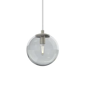 Hanglamp bol helder glas Ø13 inkortbaar snoer 150cm IP44 G9 dimbaar 13cm geborsteld rvs