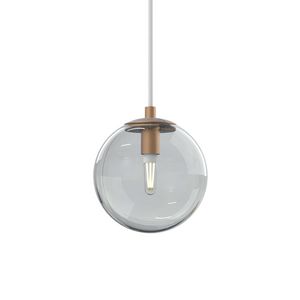 Hanglamp bol helder glas Ø13 inkortbaar snoer 150cm IP44 G9 dimbaar 13cm geborsteld koper