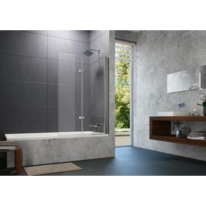 Badklapwand Design P 2-delig 1200x1500mm zilvermat helder RE