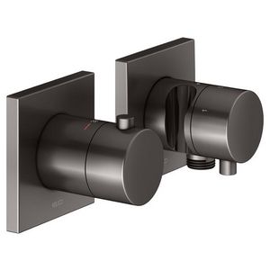 Set thermostaatkraan/inbouw/3-weg m. slangaansl/vierk/titaanzw