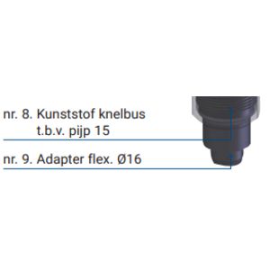 Serviceset inlaatcombinatie PenTec/DUCO (knelbus 15mm+adapter flex 16mm)