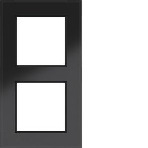 Afdekraam 2-voudig A.8 glas zwart glanzend