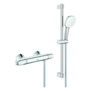 Comfortset Grohtherm 1000 douchethermostaat 150mm + glijstang 600mm chroom incl. s-koppelingen (prof)