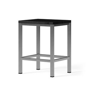 Wooden Stool 35x30x45 cm massief eiken black geborsteld rvs
