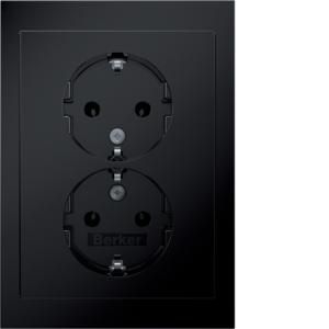 Wandcontactdoos RA 2V inb.doos hoog berker R.3 zwart gz.