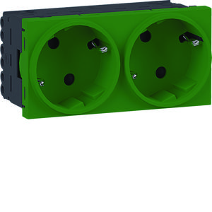 Ecoline45 contactdoos 2-voudig 45x45 66°, verkeersgroen