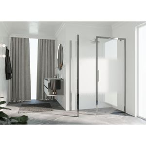 Zijwand K2F 1010-1030x2000mm chroom rose motief