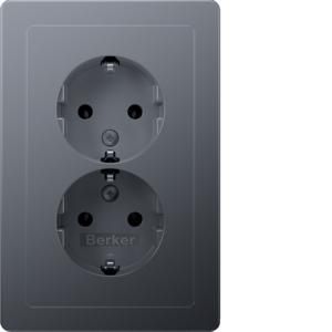 Wandcontactdoos RA 2V compact inb.doos berker Q.1 alu gelakt