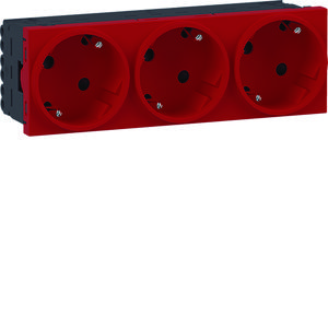 Ecoline45 contactdoos 3-voudig 45x45 33°, verkeersrood