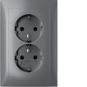 Wandcontactdoos RA 2V compact inb.doos berker S.1 alu gelakt