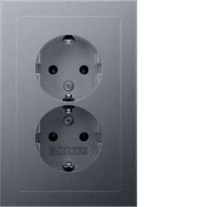 Wandcontactdoos RA 2V compact inb.doos berker Q.3 alu gelakt
