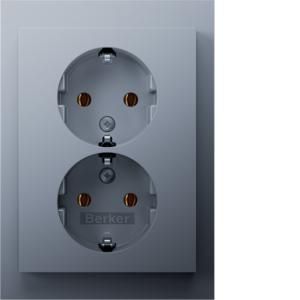 Wandcontactdoos RA 2V inb.doos hoog berker K.1/K.5 alu