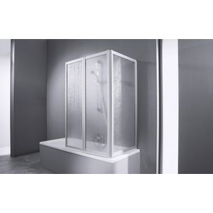 Badklapwand Combinett 2 1512-1527mm zilvermat / kunstglas Pacific S helder
