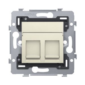 Stopcontact 2 RJ45-aansl. STP Cat. 5E PoE++ vlak cream
