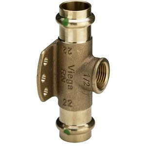 Muurplaat-T-koppeling verlopend Sanpress brons 22x1/2" bn.x22mm