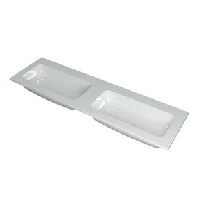 INK Faktor Wastafel polystone dbl zonder kraangat GL wit 160x45