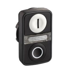 Dubbele kop drukknop Verlicht Verzonken 22mm Wit/z