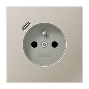 Wandcontactdoos penaarde + lader LS edelstaal USB C