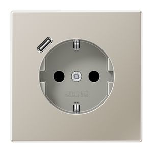 Wandcontactdoos + lader LS edelstaal USB C