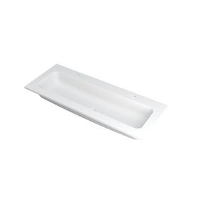 INK Faktor Wastafel polystone centr. 2 kraangat Mat wit 120x45