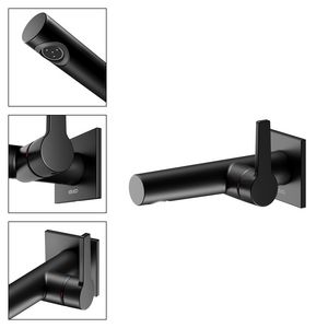 1-hendel wastafelmengkraan UP wandmontage uit. 165mm zwart mat