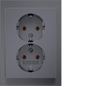 Wandcontactdoos RA 2V inb.doos hoog berker K.5 edelstaal