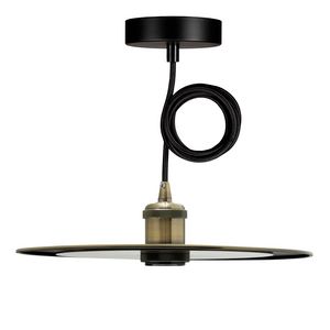 Pendel hanglamp Slim E27 brons antiek L=3m. 2C zwart