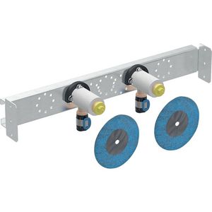 Muurplaat dubbel FLOWFIT pers 2x geluidisol beugel L=78mm 16x1/2"bn.dr. hoh 153mm