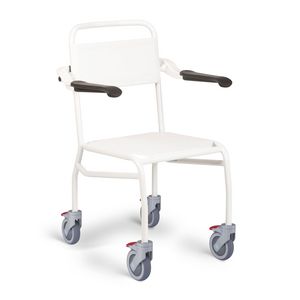 Douchestoel Ht hoog wit verrijdbaar