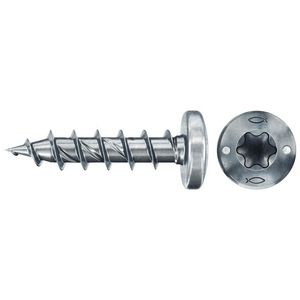 Spaanplaatschroef PowerFast 4x15mm TX bolkop VD verzinkt VVE=200