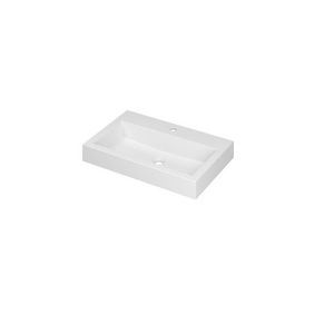 INK Momento Wastafel Polystone 1 kraangat Mat wit 70x45