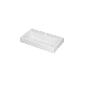 INK Momento Wastafel Polystone 1 kraangat Mat wit 80x45
