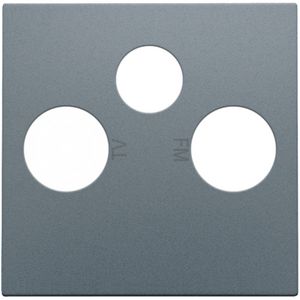 Afwerkingsset 2 enkelvoudige coaxaans. TV/FM/Satt. blue grey