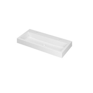 INK Momento Wastafel Polystone 2 kraangat Mat wit 100x45