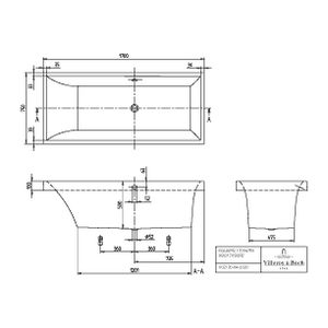 Bad 4-H Squaro m/ Airpool-C 170x75cm A-wit pos.1
