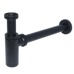 Bekersifon 1.1/4"x32mm mat zwart incl. muurbuis/rozet