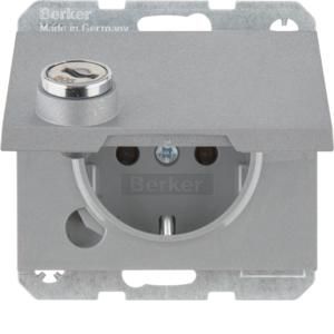 Wandcontactdoos RA klapdeksel en slot berker K.5 aluminium
