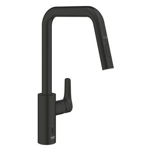 Eurosmart E Hybrid elektronische keukenmengkraan U-Uitloop Dual Spray mat zwart
