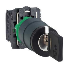 Keuzeschakelaar 3 standen Slot Ø22mm 2NO Zwart