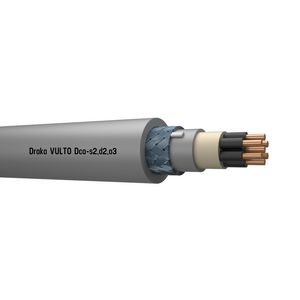 Haspel a 500m. VULTO VO-YMvKas Dca 0,6/1kV gy# 7x1,5/1,5mm² (zwart met wit geprinte nummering)