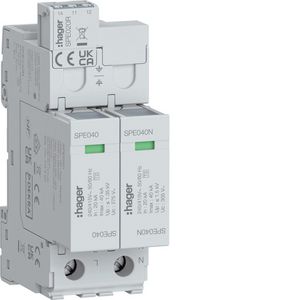 Overspanningsbeveiliging T2 2P 40 kA TNS/TT met indicator+sign.contact