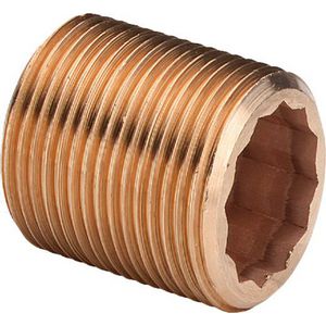 Rechte nippel/draadeind brons 1/2"bt. x 100mm 3535