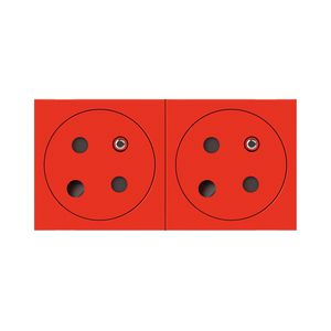 Contactdoos Link 2x2P+A vlak polarisatie 45gr.4m rood Mosaic