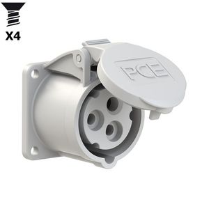 CEE inbouw wandcontactdoos RE 16A 3p 50-250V DC 3h grijs IP54 flens 55x55