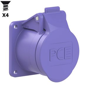 CEE inbouw wandcontactdoos RE 16A 2p 24V paars IP44 flens 55x55mm st 45x45