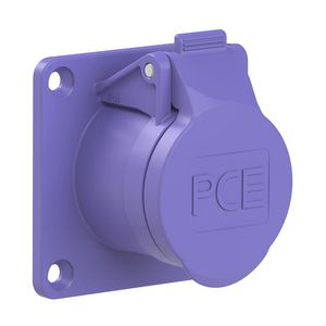 CEE inbouw wandcontactdoos RE 16A 2p 24V paars IP44 flens 70x70mm steek 56