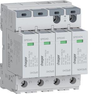 Overspanningsbeveiliging T2 4P 40 kA TNS/TT met indicator, zond.signct