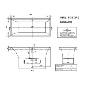 Squaro 4-H ligbad 180x80cm wit quaryl met badpoten