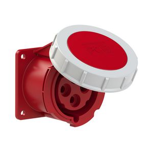 CEE inbouw wandcontactdoos RE 32A 4p 440 60Hz 3h rood IP67 REEFER flens 75