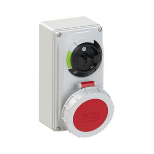 CEE opbouw ON/OFF wandcontactdoos 32A 4p 440V 60Hz 3h rood IP67 REEFER komp